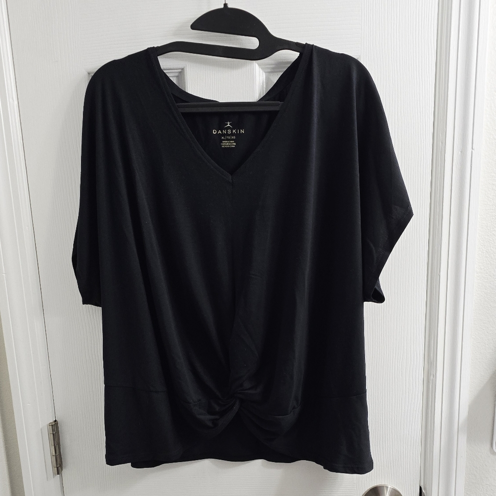 Danskin Black V-neck with Knot Front - NWT